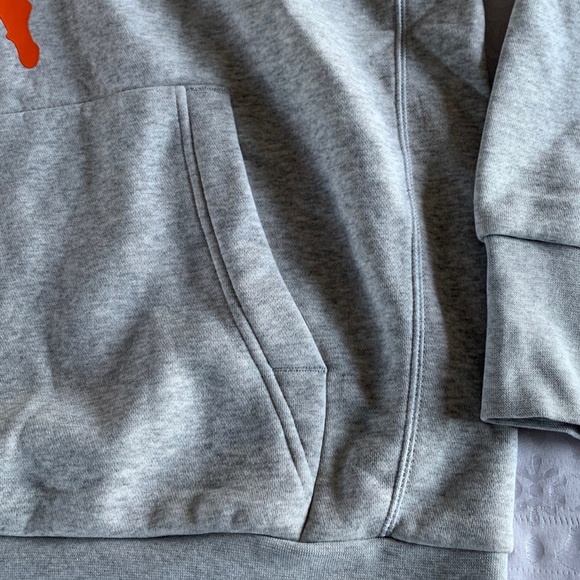Nike Light Gray Hoodie with Bright Orange Graphic - Picture 13 of 14